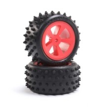 Losi 4 Row Rear Tires Mounted Red (2): Mini JRX2 - LOS41023