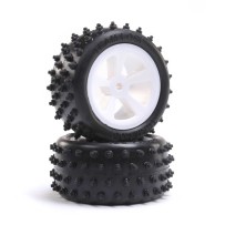 Losi 4 Row Rear Tires Mounted White (2): Mini JRX2 - LOS41024