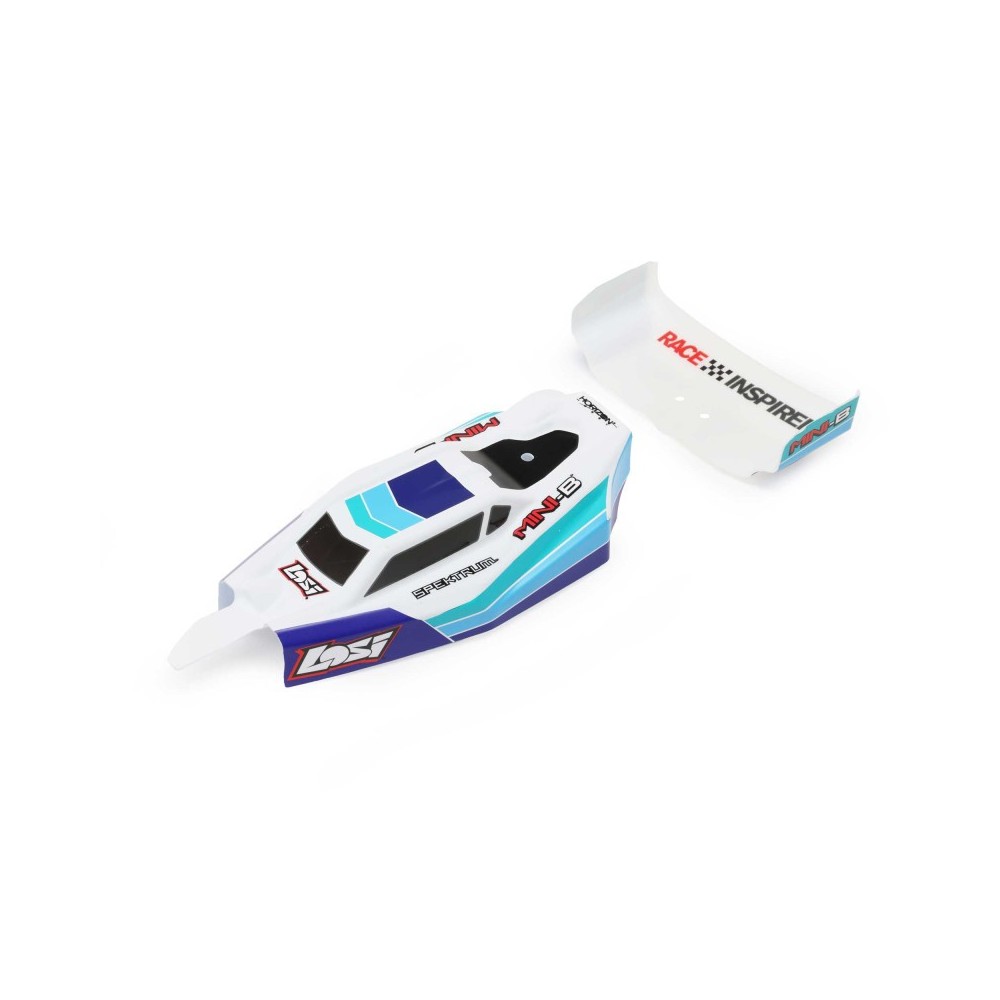 Carrocería azul con alerón Losi Mini-B BL | LOS210025