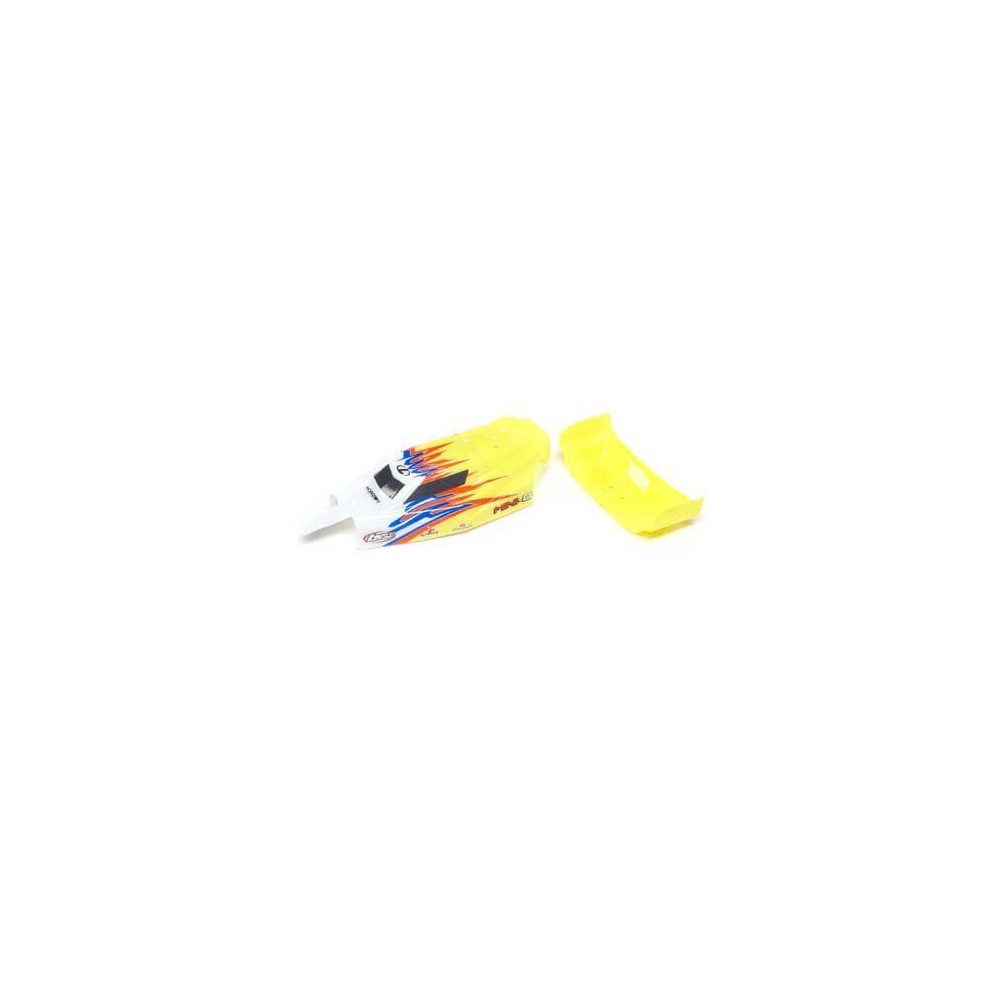 Carrocería amarilla y blanca con alerón Losi Mini-B LOS210023 Carrocería amarilla y blanca con alerón Losi Mini-B LOS210023