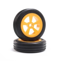 Losi Rib Front Tires Mounted Orange (2): Mini JRX2 - LOS41019