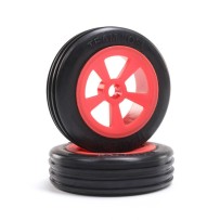 Losi Rib Front Tires Mounted Red (2): Mini JRX2 - LOS41020
