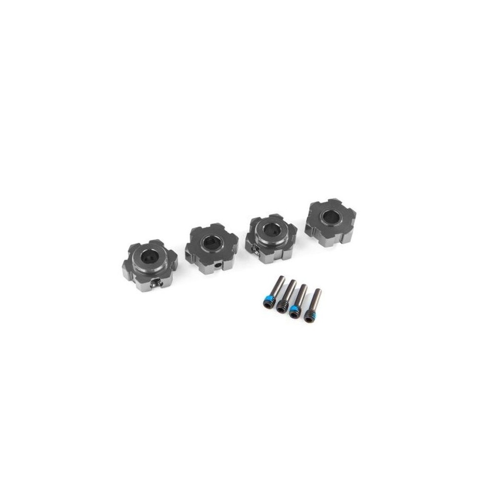 Traxxas Wheel hubs hex aluminum (gray-anodized) (4) 4x13mm screw pins (4) TRX8956-GRAY