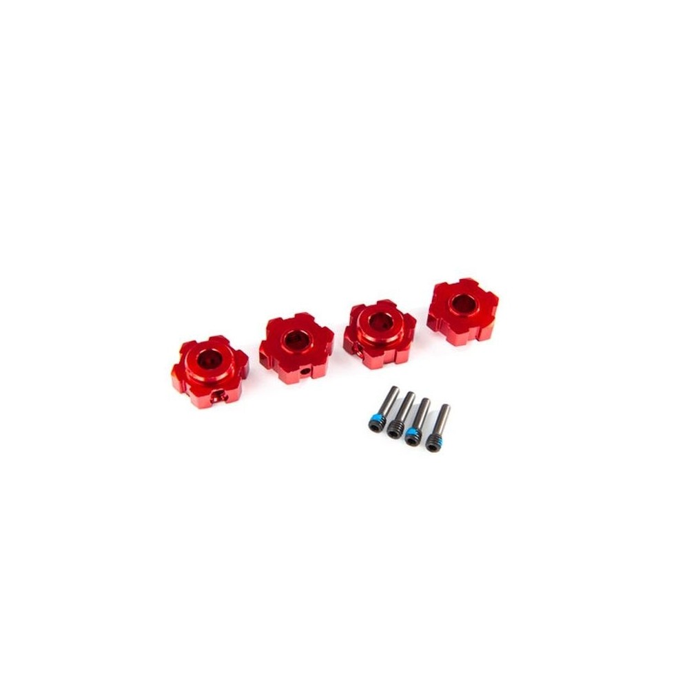 Traxxas Wheel hubs hex aluminum (red-anodized) (4) 4x13mm screw pins (4) TRX8956R Traxxas Wheel hubs hex aluminum (red-anodized) (4) 4x13mm screw pins (4) TRX8956R