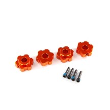 Traxxas Wheel hubs hex aluminum (orange-anodized) (4) 4x13mm screw pins (4) TRX8956T