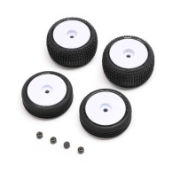 Losi Tires & Wheels Mounted White: Micro-B - LOS-1763