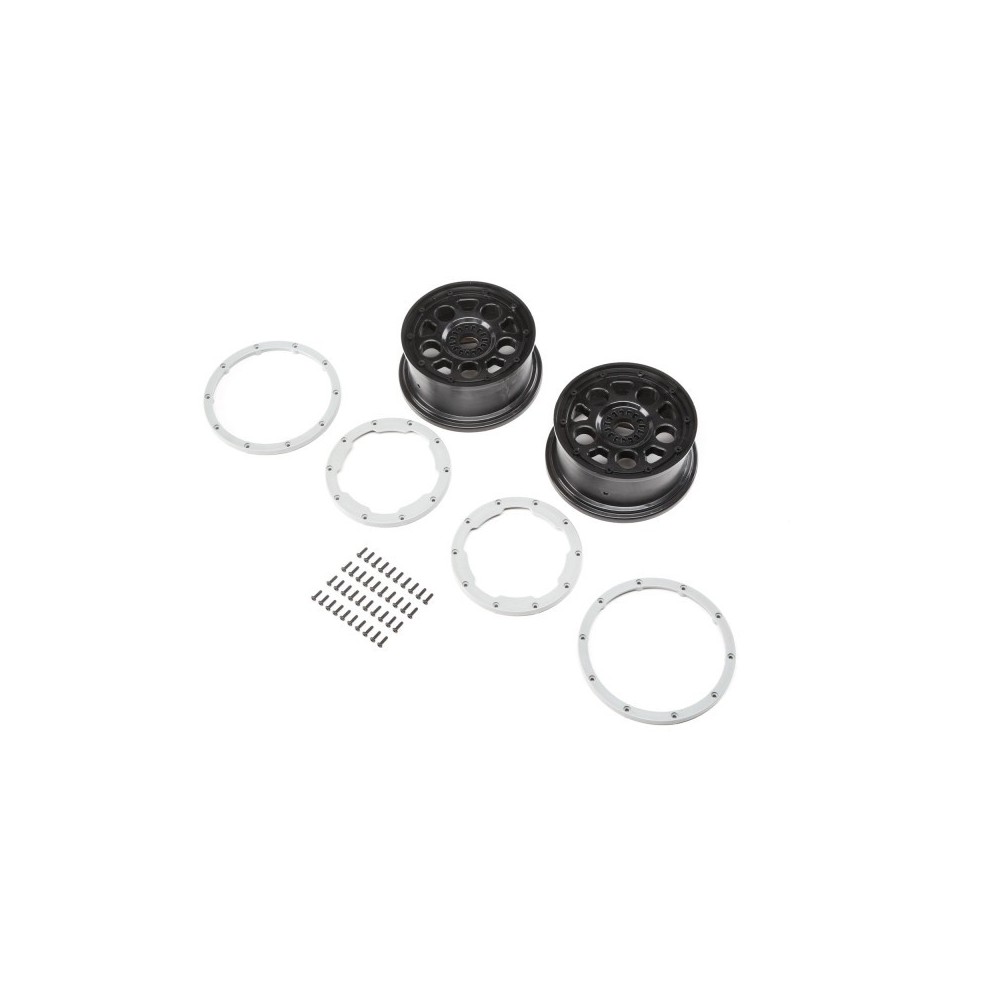 Losi Wheel Black Beadlock Silver (2) DBXL-E - LOS45015 Losi Wheel Black Beadlock Silver (2) DBXL-E - LOS45015