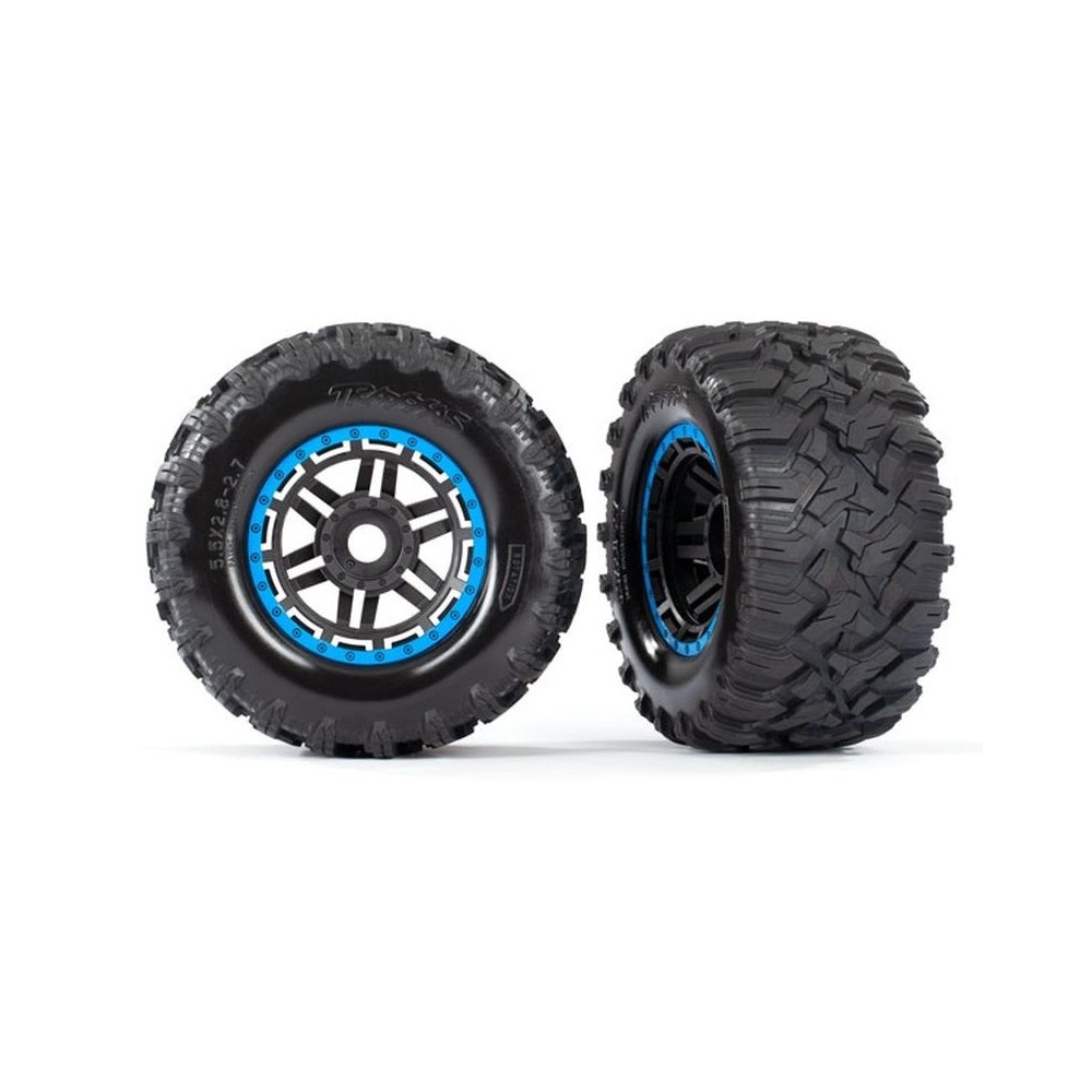 Ruedas Beadlock 2.8 negras azules Maxx Traxxas TRX8972A Ruedas Beadlock 2.8 negras azules Maxx Traxxas TRX8972A
