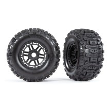 Ruedas completas Traxxas Sledgehammer pegadas con llanta negra 2.8 TRX8973