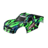 Carrocería Traxxas Hoss 4x4 VXL verde con parrilla, ventanas y calcas instaladas – TRX9011G