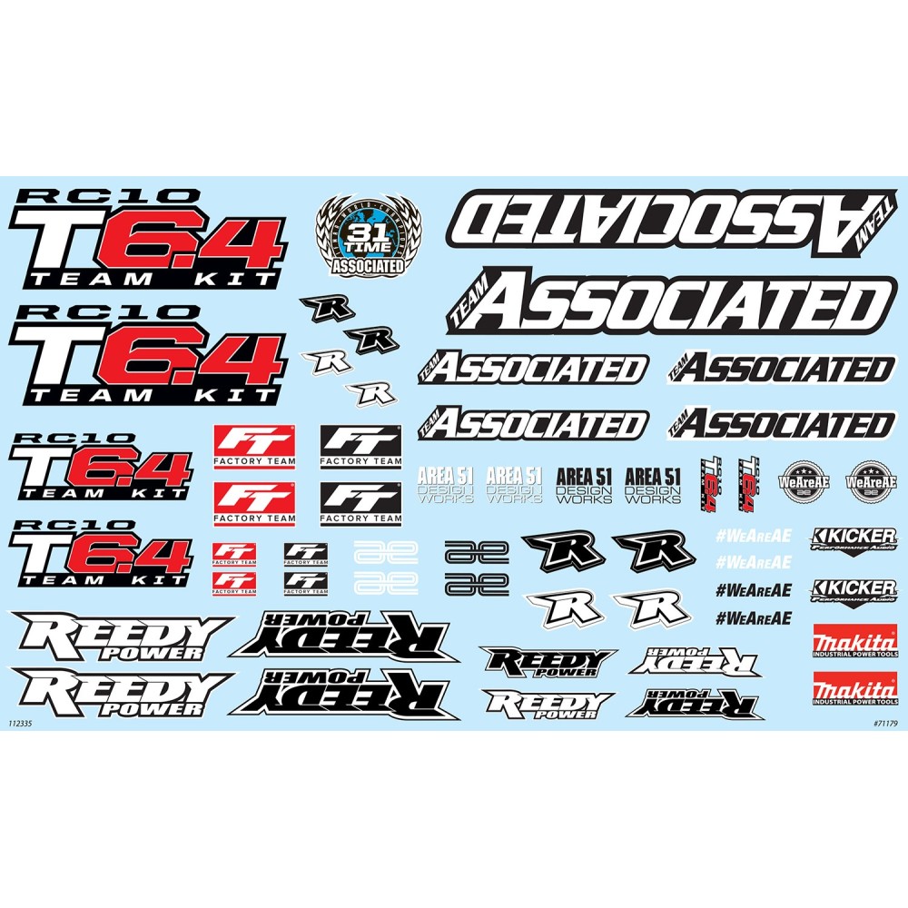 Team Associated RC10T6.4 Decal Sheet AE71179 Team Associated RC10T6.4 Decal Sheet AE71179