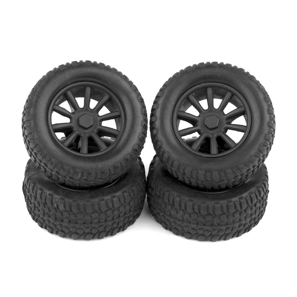 Team Associated SC28 Front and Rear Wheels and Tires, mounted AE21426 Team Associated SC28 Front and Rear Wheels and Tires, mounted AE21426