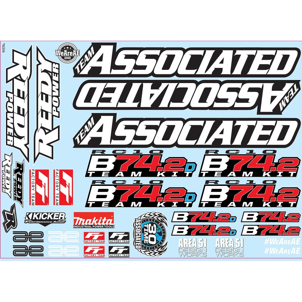Team Associated RC10B74.2 Decal Sheet AE92356 Team Associated RC10B74.2 Decal Sheet AE92356