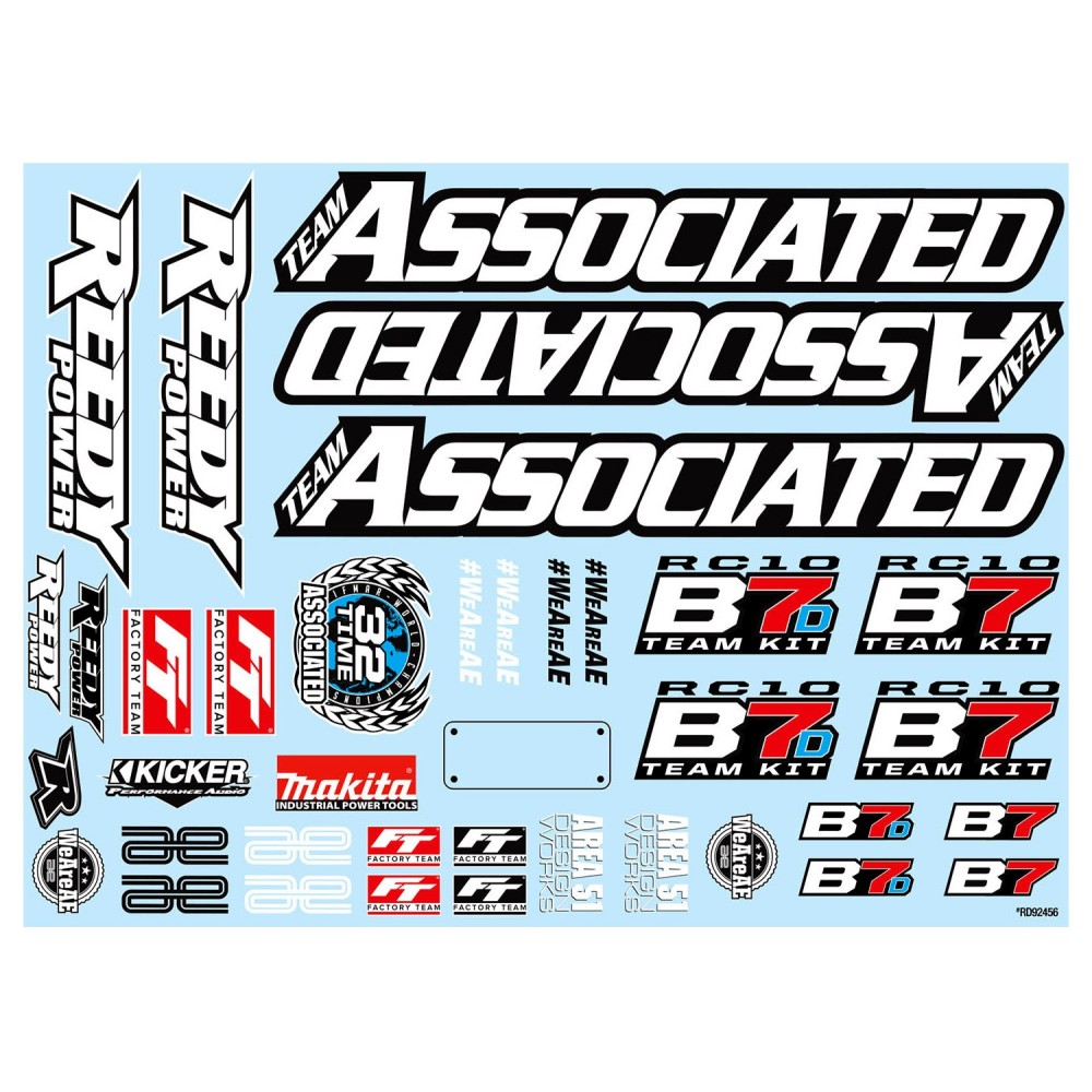 Team Associated RC10B7 Decal Sheet AE92465 Team Associated RC10B7 Decal Sheet AE92465