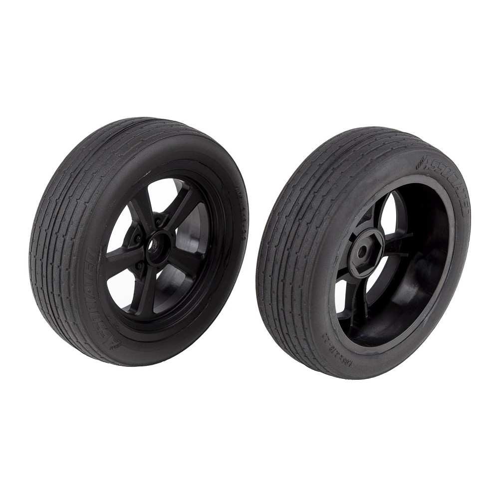 Team Associated DR10 Front Wheels and Drag Tires, mounted AE71073 Team Associated DR10 Front Wheels and Drag Tires, mounted AE71073