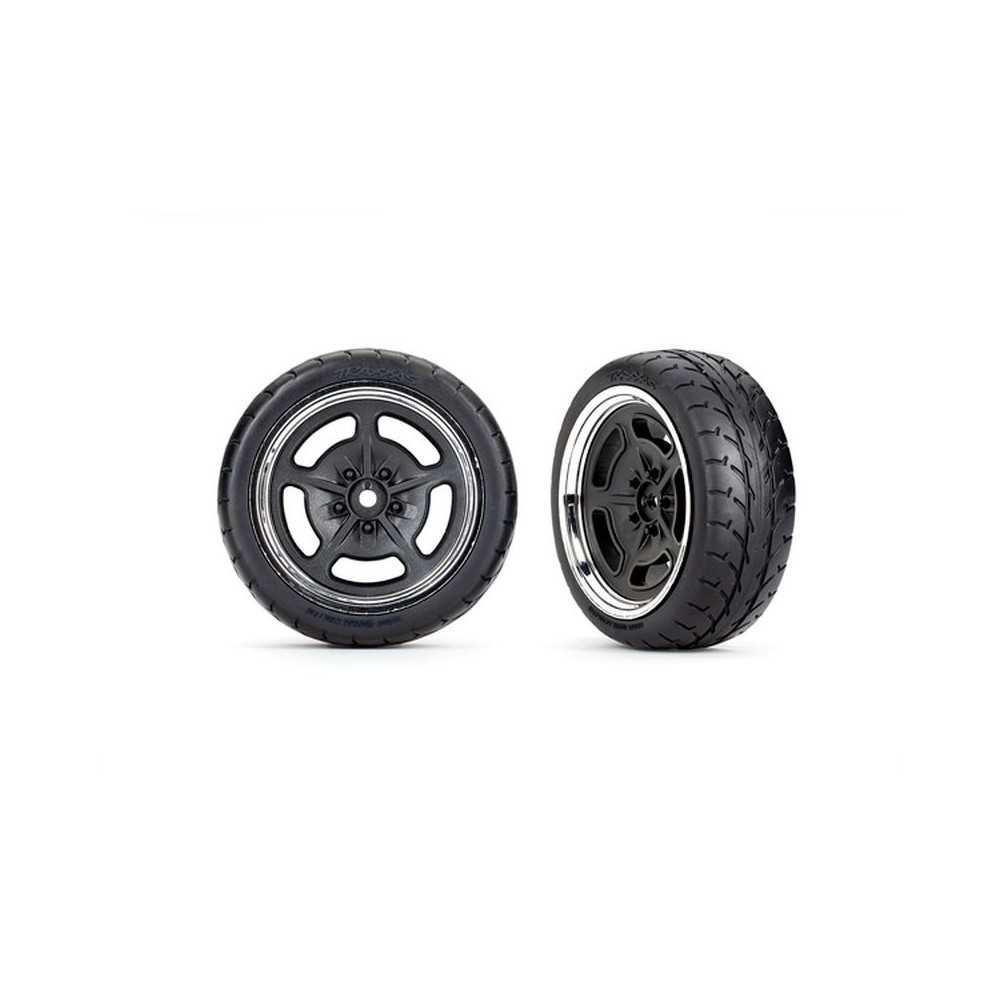 Traxxas Tires and wheels assembled glued (black with chrome wheels 1.9) TRX9372 Traxxas Tires and wheels assembled glued (black with chrome wheels 1.9) TRX9372