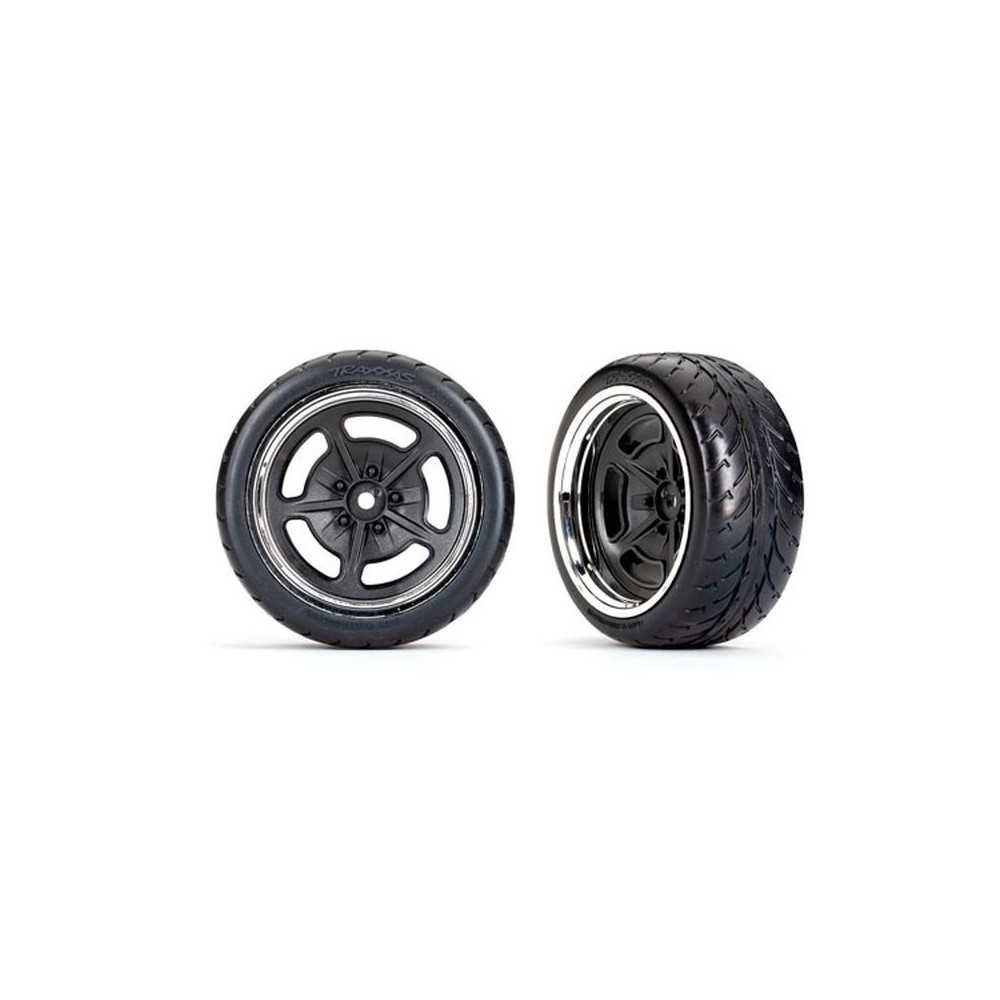 Traxxas Tires and wheels assembled glued (black with chrome wheels 1.9) TRX9373 Traxxas Tires and wheels assembled glued (black with chrome wheels 1.9) TRX9373
