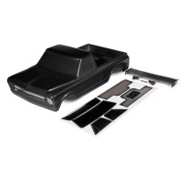 Carrocería Chevrolet C10 negra pintada con calcas de alerón Traxxas TRX9411A