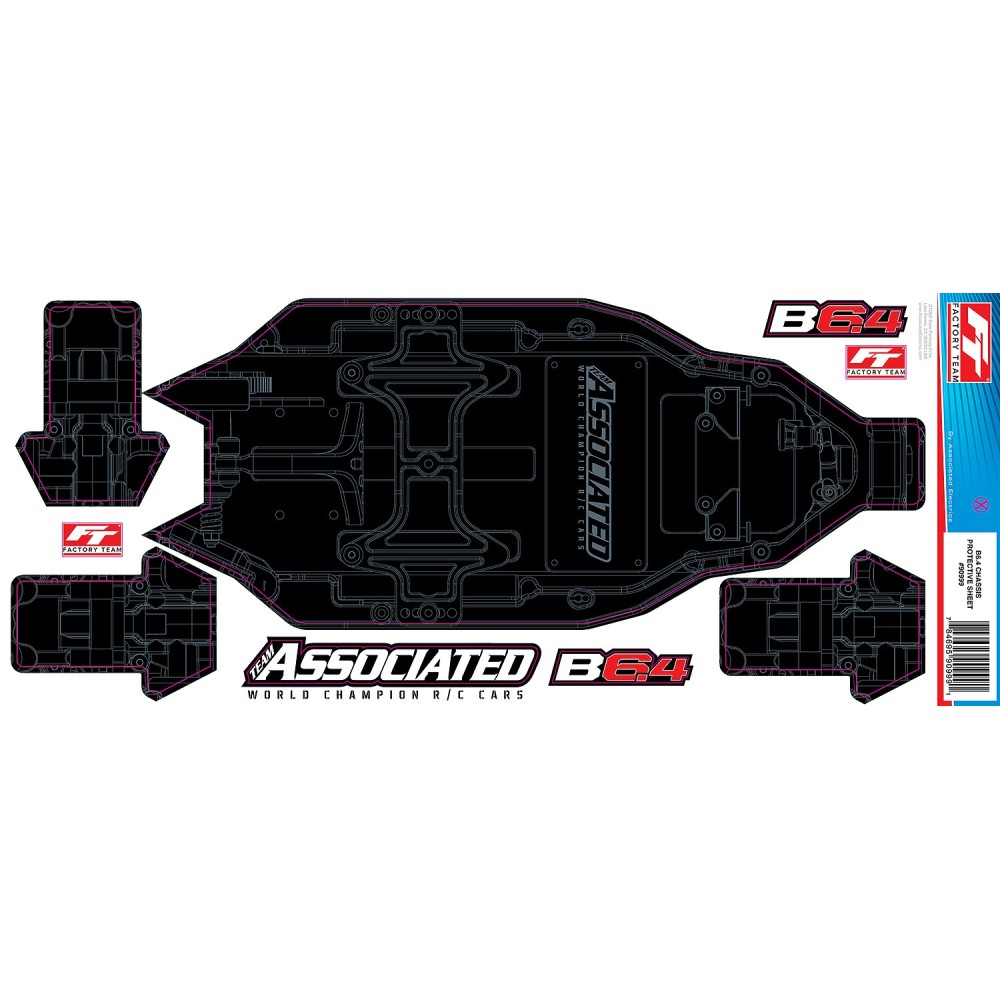 Team Associated RC10B6.4 FT Chassis Protective Sheet, +3mm, printed AE91999 Team Associated RC10B6.4 FT Chassis Protective Sheet, +3mm, printed AE91999