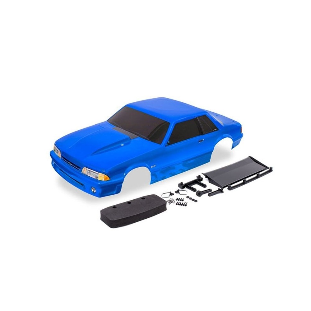 Traxxas Body Ford Mustang fox body blue (painted decals applied) TRX9421X Traxxas Body Ford Mustang fox body blue (painted decals applied) TRX9421X