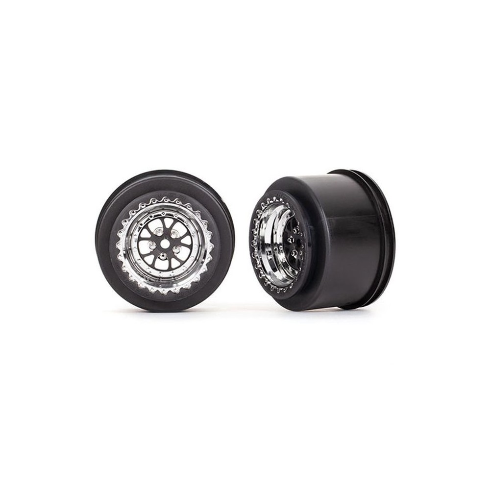 Llantas Weld cromo negro traseras Traxxas TRX9473R Llantas Weld cromo negro traseras Traxxas TRX9473R