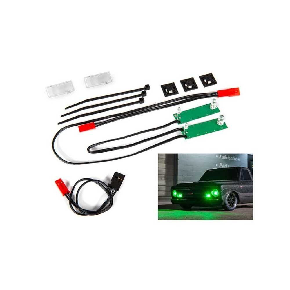 Traxxas Led light set front complete (green) (includes light harness power) TRX9496G Traxxas Led light set front complete (green) (includes light harness power) TRX9496G