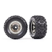 Traxxas Tires and wheels assembled glued (3.8 black chrome wheels black) TRX9572T