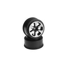 JConcepts Hustle - Slash rear, Slash 4x4 F&R wheel - black with silver face plating - 2pc. JCO3372B