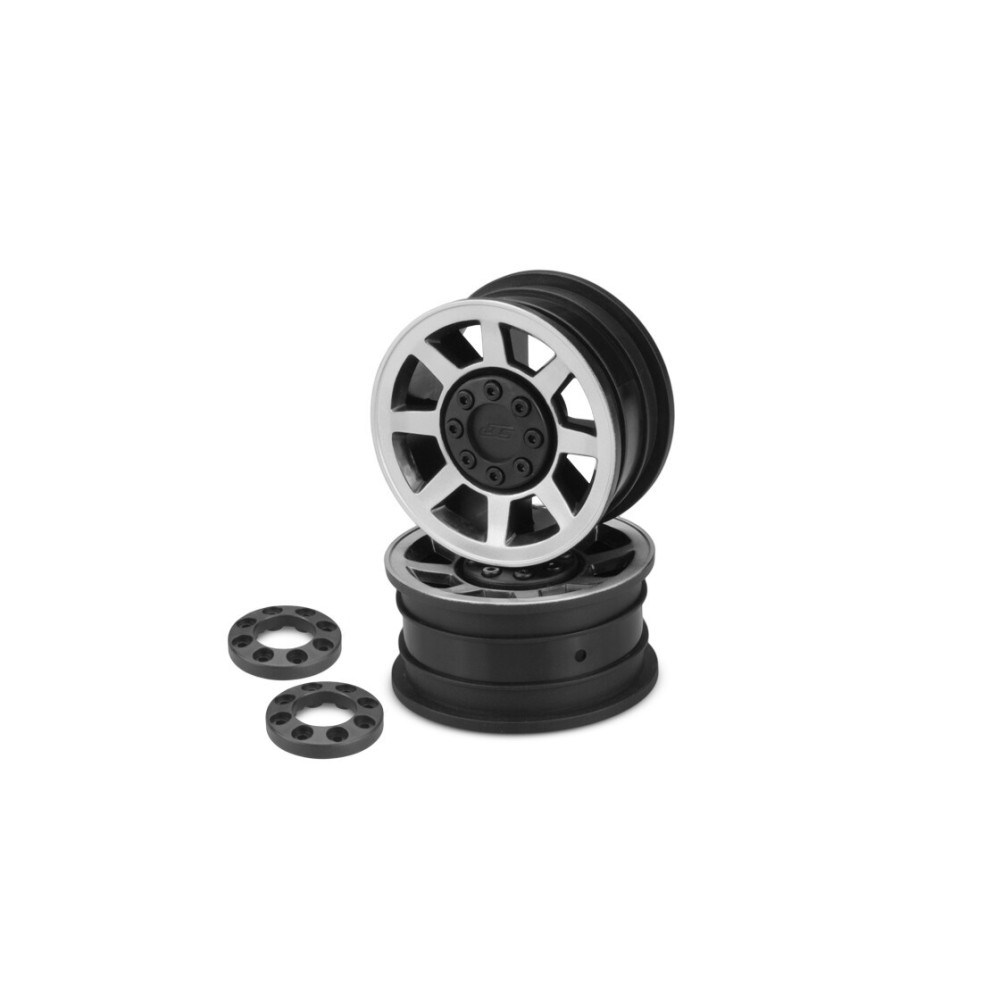 JConcepts Vengeance - 1.9 Vaterra Ascender 12mm glue-on wheel - black with silver face plating - 2pc. JCO3375B JConcepts Vengeance - 1.9 Vaterra Ascender 12mm glue-on wheel - black with silver face plating - 2pc. JCO3375B