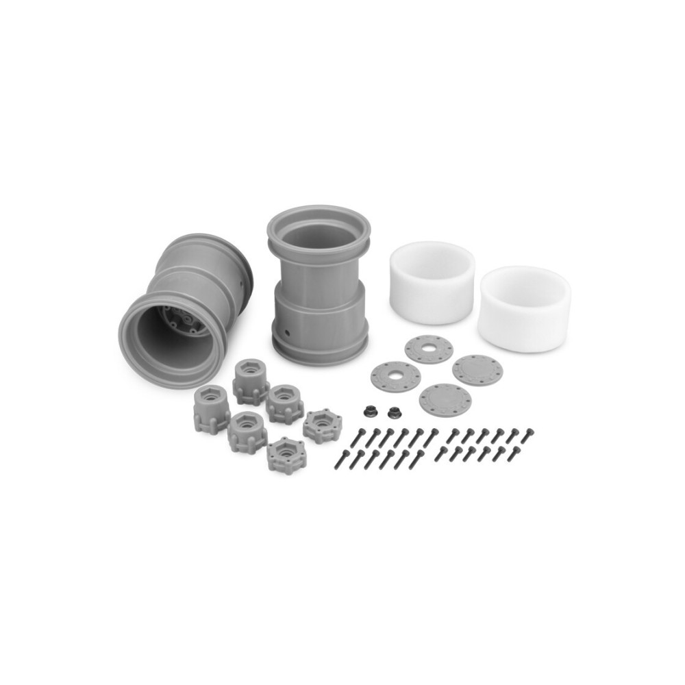 JConcepts Tribute - 2.6 x 3.6 Monster Truck wheel with adaptors silver - 2pc. JCO3377S JConcepts Tribute - 2.6 x 3.6 Monster Truck wheel with adaptors silver - 2pc. JCO3377S
