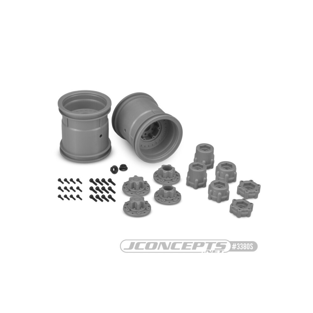 JConcepts Midwest 2.2 MT 12mm hex wheel with adaptors - silver - 2pc. JCO3380S JConcepts Midwest 2.2 MT 12mm hex wheel with adaptors - silver - 2pc. JCO3380S