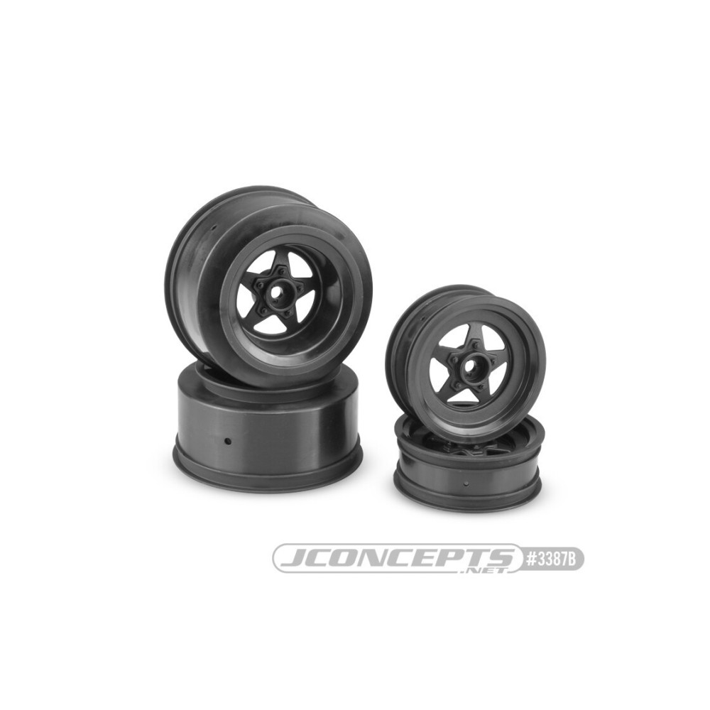 JConcepts StarTec - Slash Bandit, Street Eliminator front 2.2 and rear 2.2 x 3.0 wheel set - black JCO3387B JConcepts StarTec - Slash Bandit, Street Eliminator front 2.2 and rear 2.2 x 3.0 wheel set - black JCO3387B