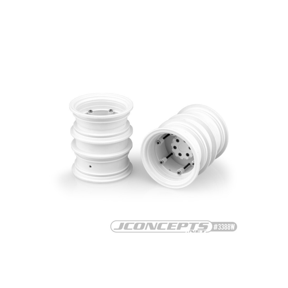 JConcepts Krimson Dually - 2.6 dual truck wheels with adaptors, covers - white - 2pc. JCO3388W JConcepts Krimson Dually - 2.6 dual truck wheels with adaptors, covers - white - 2pc. JCO3388W