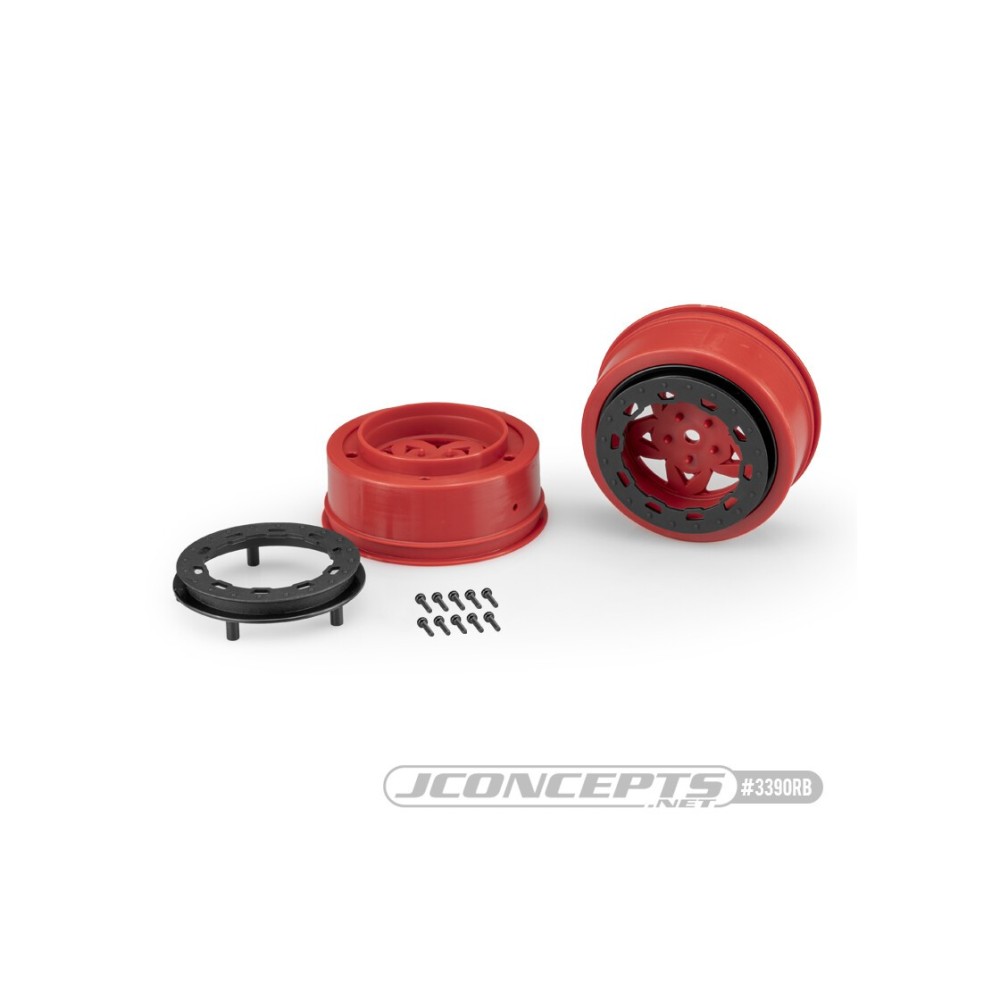 JConcepts Tremor, Slash narrow front wheel - red wheel / black beadlock - 2pc. JCO3390RB JConcepts Tremor, Slash narrow front wheel - red wheel / black beadlock - 2pc. JCO3390RB