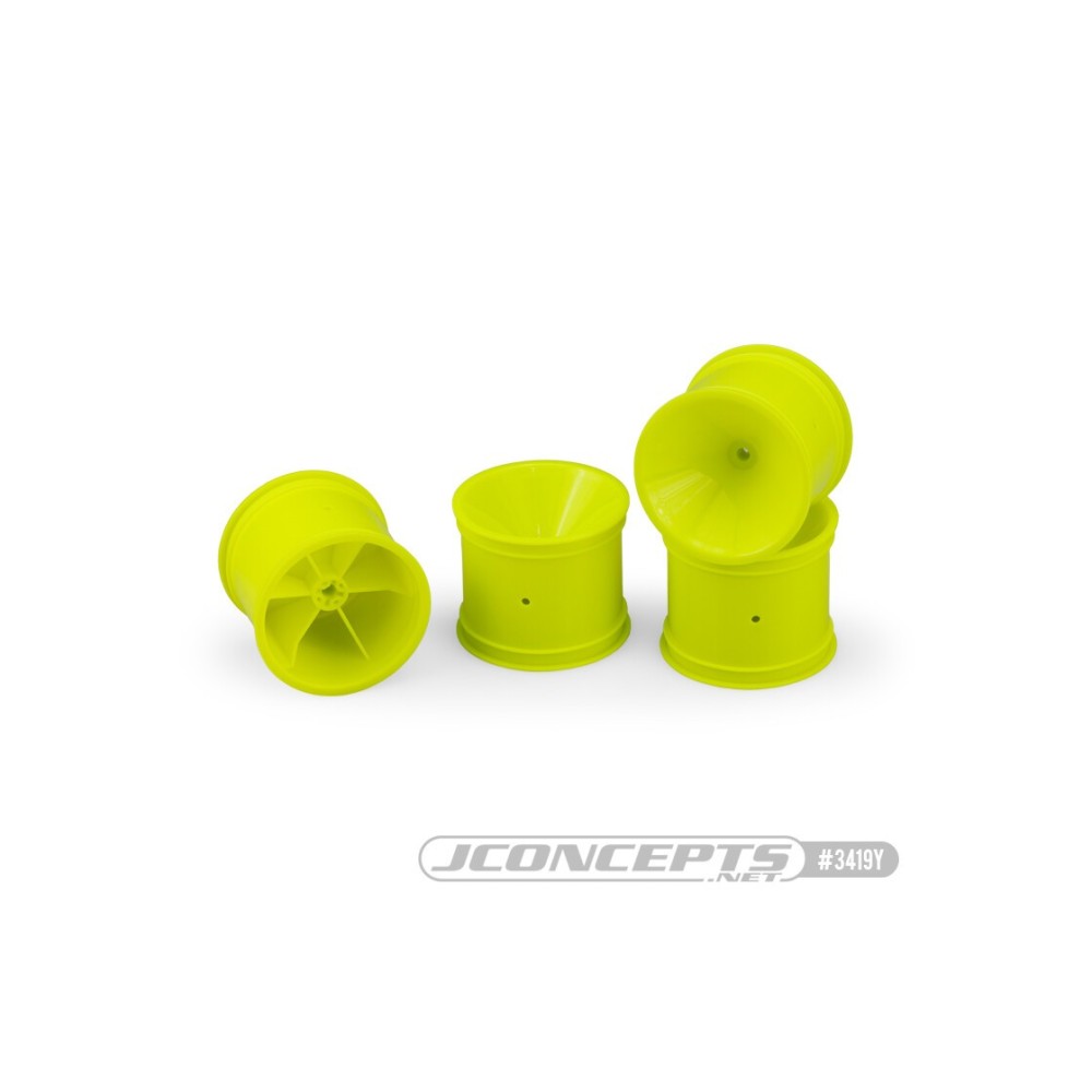 JConcepts Mono, RC10T, T2, T3, GT, rear 3-16 axle wheel - yellow, 4pc. Fits  RC10T, T2, T3, GT  3-16 axle JCO3419Y