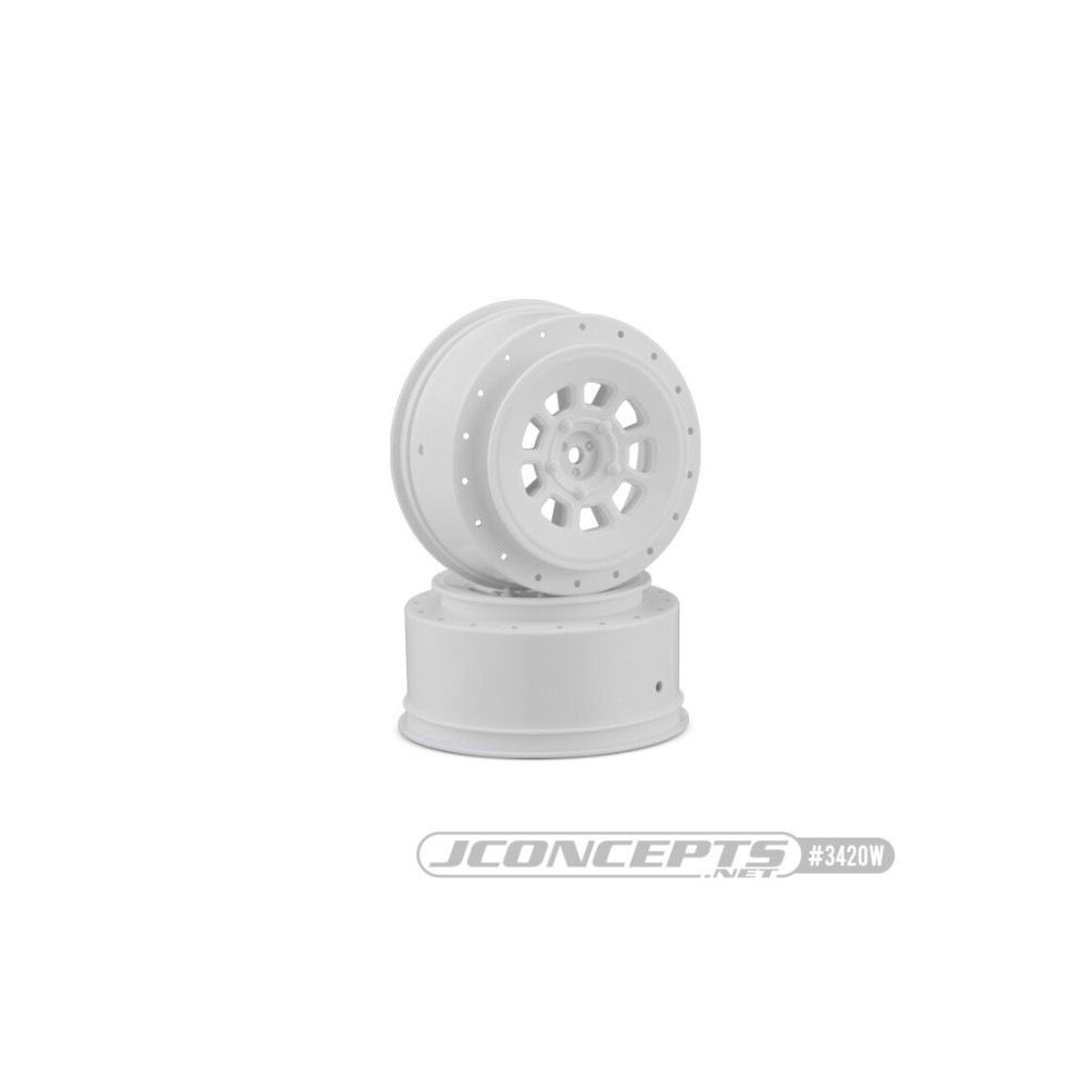JConcepts 9-shot 12mm hex SC10 SC6.1 +3mm offset wheel - white, 2pc. JCO3420W JConcepts 9-shot 12mm hex SC10 SC6.1 +3mm offset wheel - white, 2pc. JCO3420W