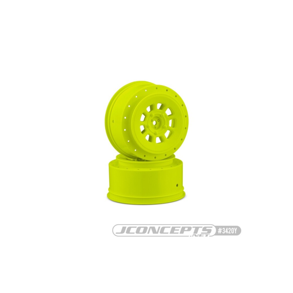 JConcepts 9-shot 12mm hex SC10 SC6.1 +3mm offset wheel - yellow, 2pc JCO3420Y JConcepts 9-shot 12mm hex SC10 SC6.1 +3mm offset wheel - yellow, 2pc JCO3420Y