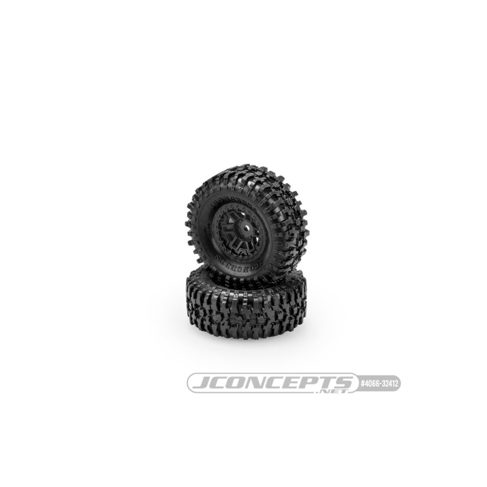 JConcepts Tusk - green compound, 57mm OD pre-mounted on 3446 wheel, black Fits - Traxxas TRX-4M JCO4066-32412 JConcepts Tusk - green compound, 57mm OD pre-mounted on 3446 wheel, black Fits - Traxxas TRX-4M JCO4066-32412