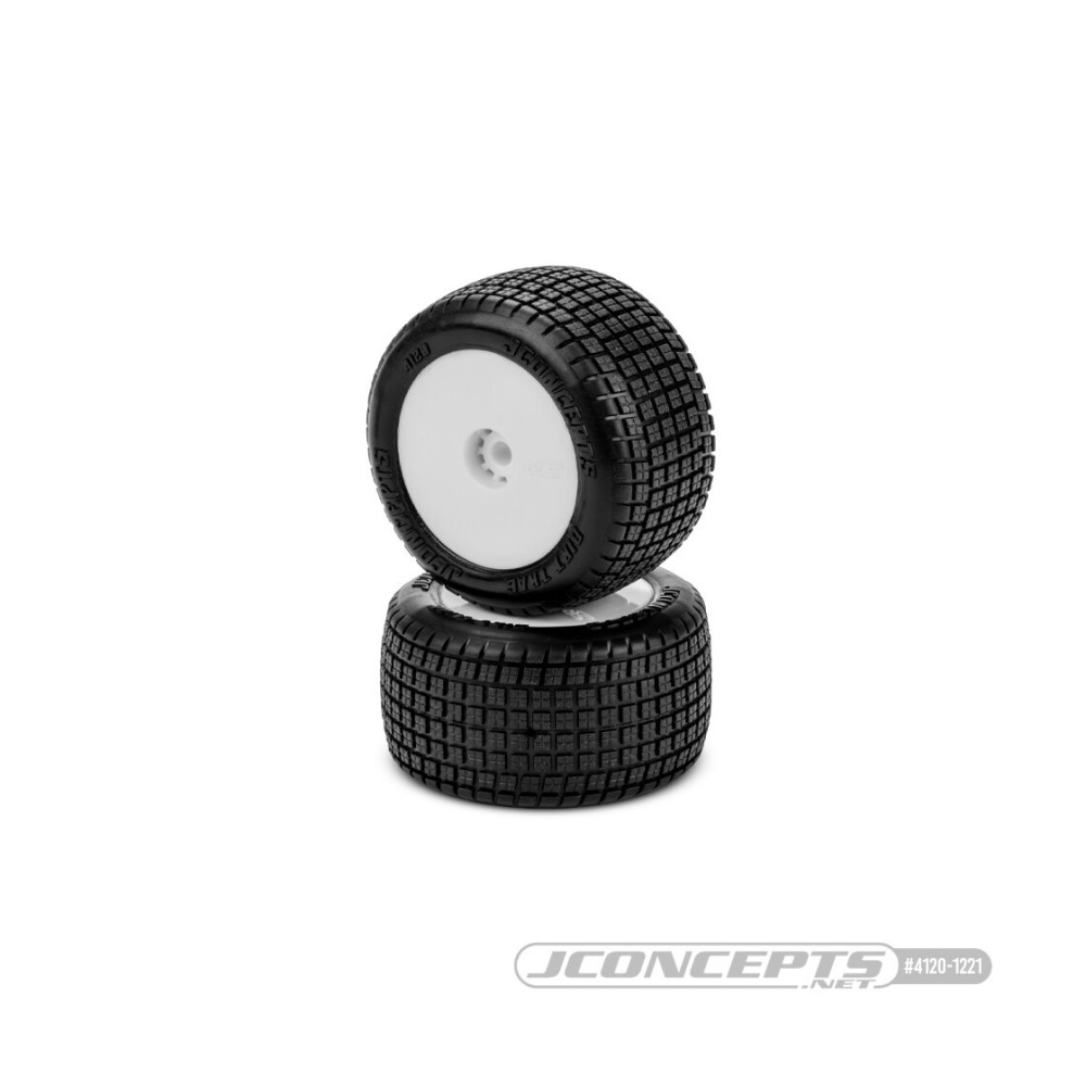 JConcepts Dirt Trac Mini - green compound, pre-mounted, white wheels Fits - Losi Mini-B Mini-T rear 2,0 JCO4120-1221