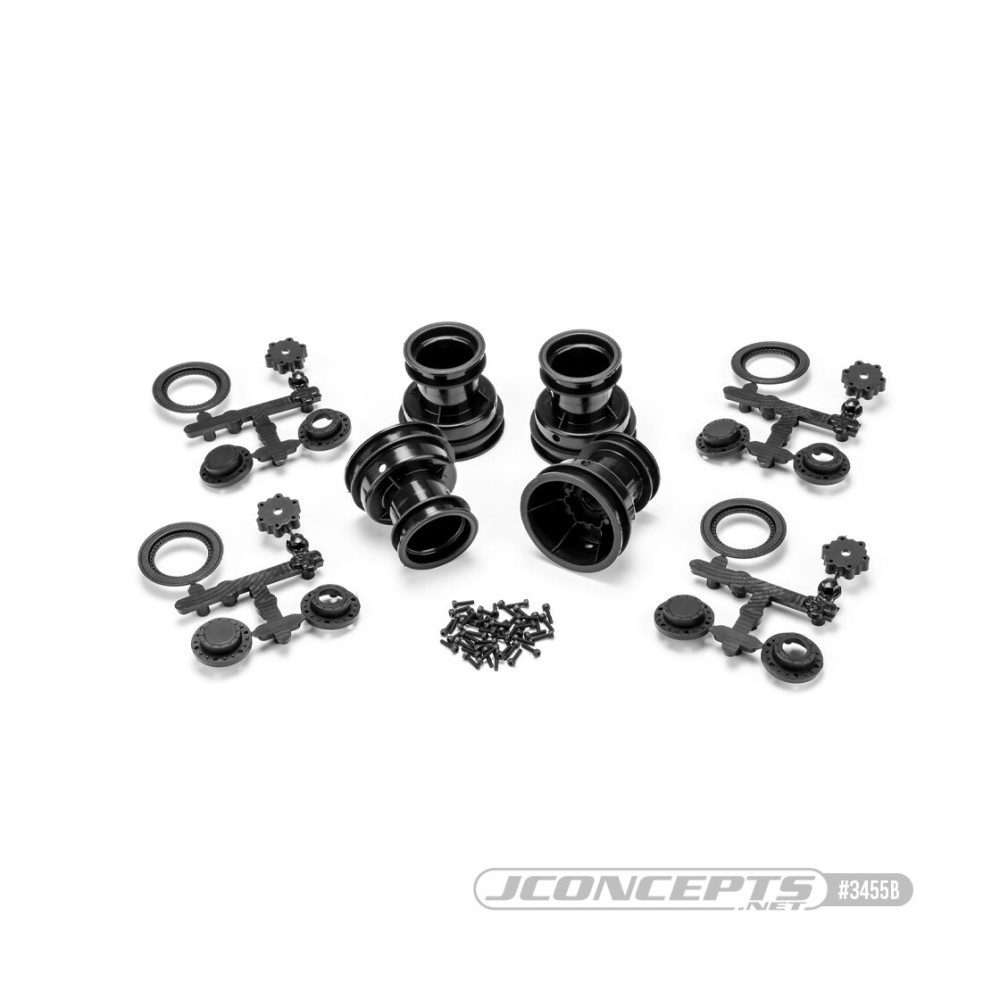 JConcepts Mini Tribute wheel withhex adaptor, covers, mock bead lock, 4pc, - black JCO3455B JConcepts Mini Tribute wheel withhex adaptor, covers, mock bead lock, 4pc, - black JCO3455B