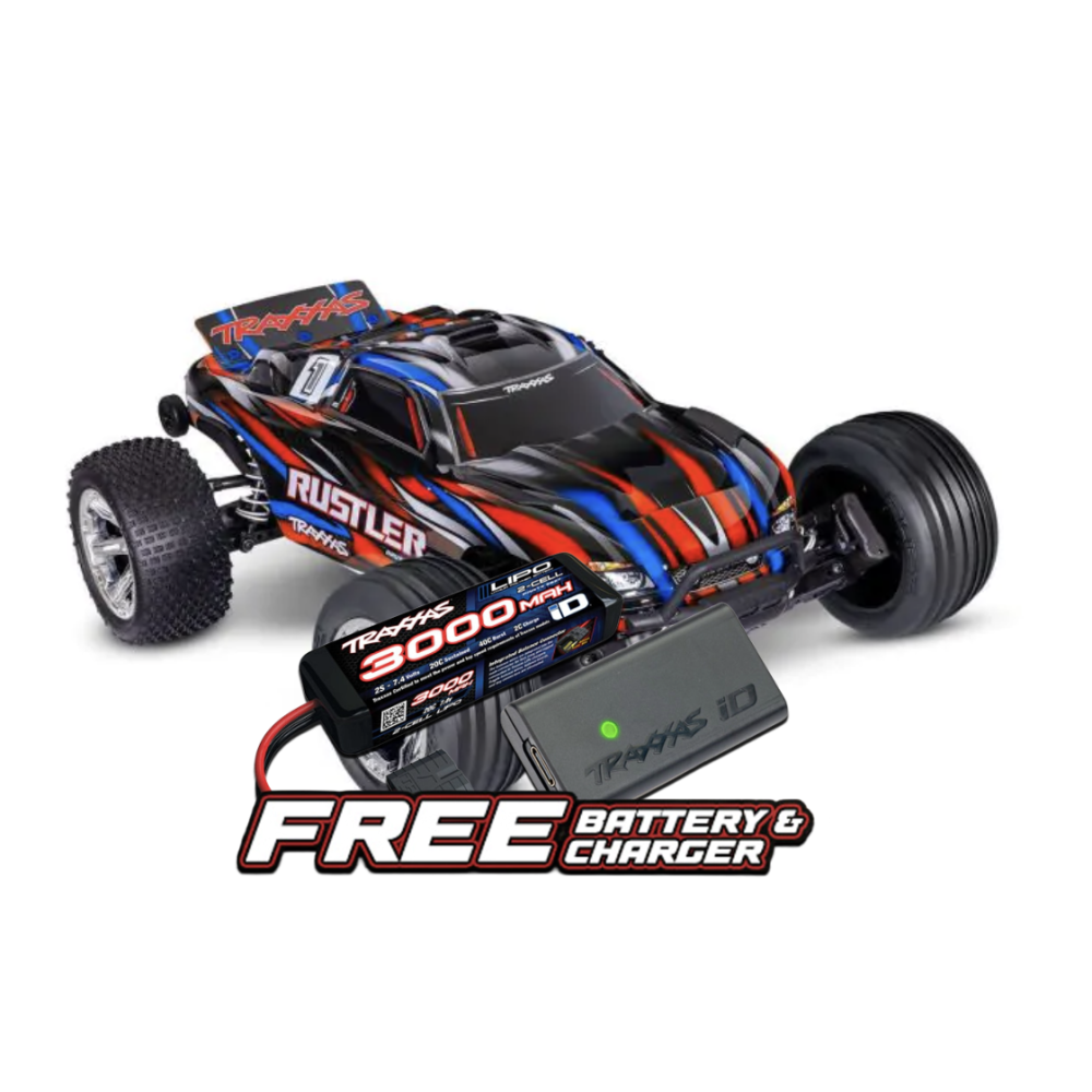 Traxxas Rustler HD BL-2S 1:10 Electric 2WD RTR Stadium Truck - Red TRX37354-4RED Traxxas Rustler HD BL-2S 1:10 Electric 2WD RTR Stadium Truck - Red TRX37354-4RED