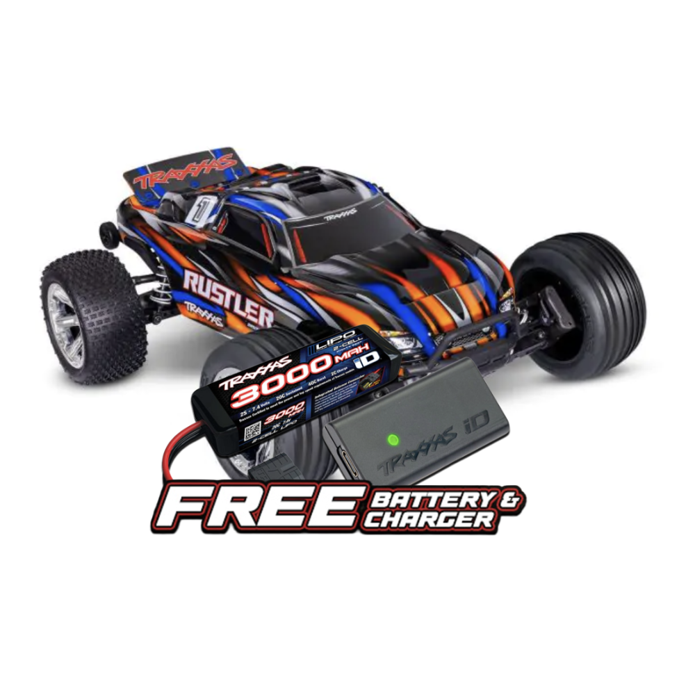 Traxxas Rustler HD BL-2S 1:10 Electric 2WD RTR Stadium Truck - Orange TRX37354-4ORNG Traxxas Rustler HD BL-2S 1:10 Electric 2WD RTR Stadium Truck - Orange TRX37354-4ORNG