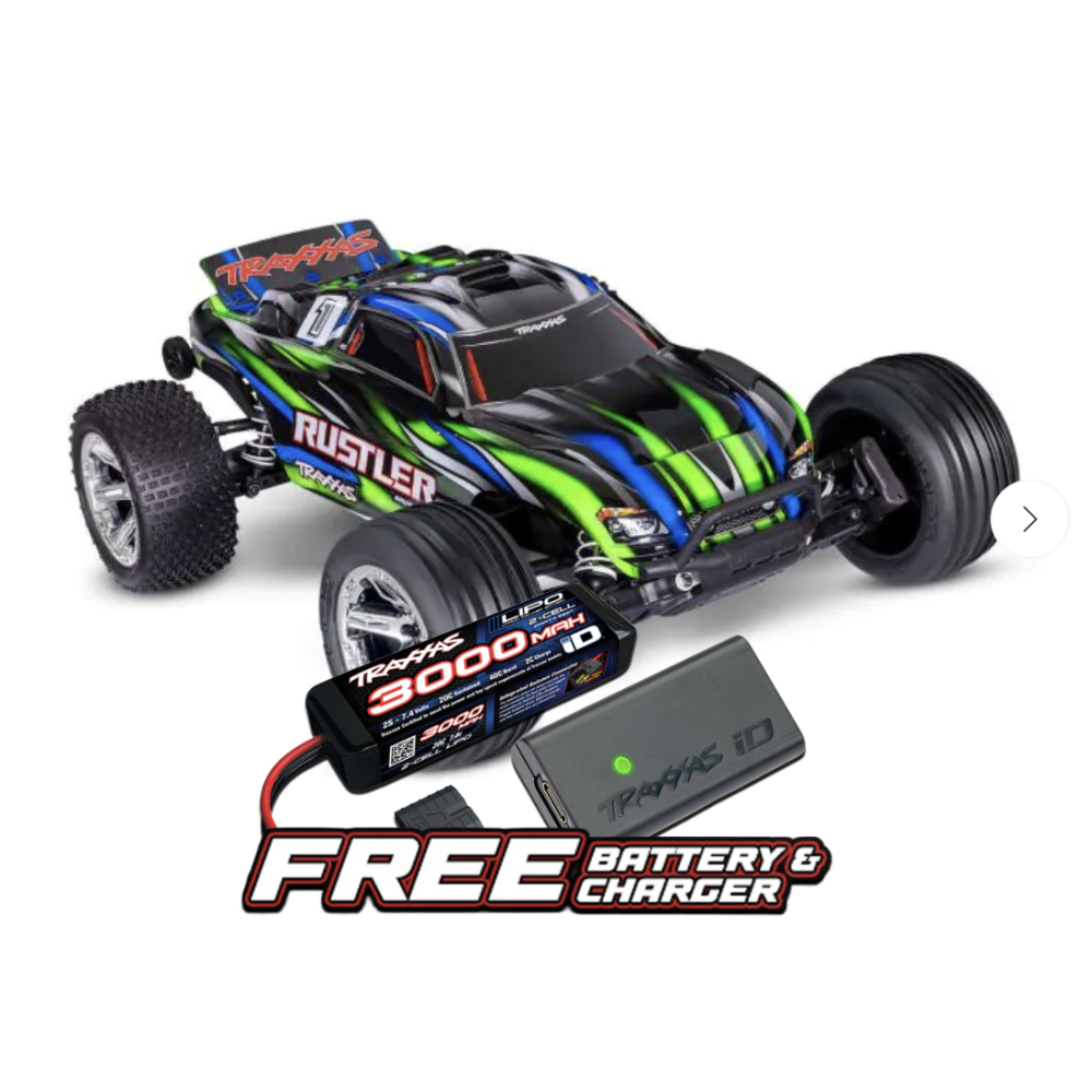 Traxxas Rustler HD BL-2S 1:10 Electric 2WD RTR Stadium Truck - Green TRX37354-4GRN Traxxas Rustler HD BL-2S 1:10 Electric 2WD RTR Stadium Truck - Green TRX37354-4GRN