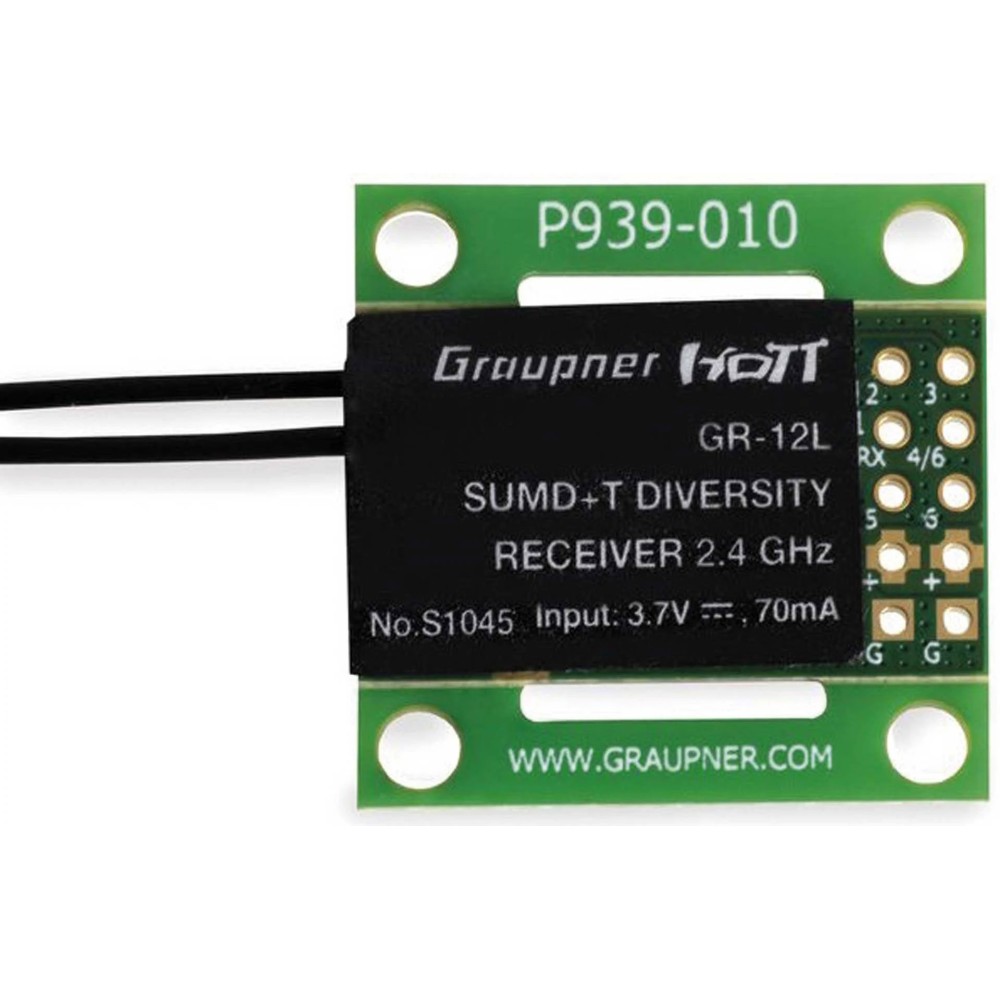 Graupner GR-12L SUMD 2 antennas PCB 2.4 GHz receiver GRAS1045 Graupner GR-12L SUMD 2 antennas PCB 2.4 GHz receiver GRAS1045