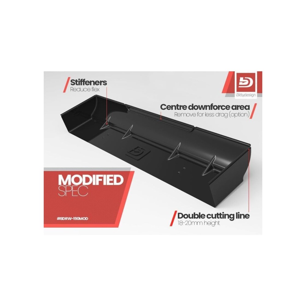 Bittydesign Rear Hard wing 190mm - Modified spec [Universal] BDRW-190MOD