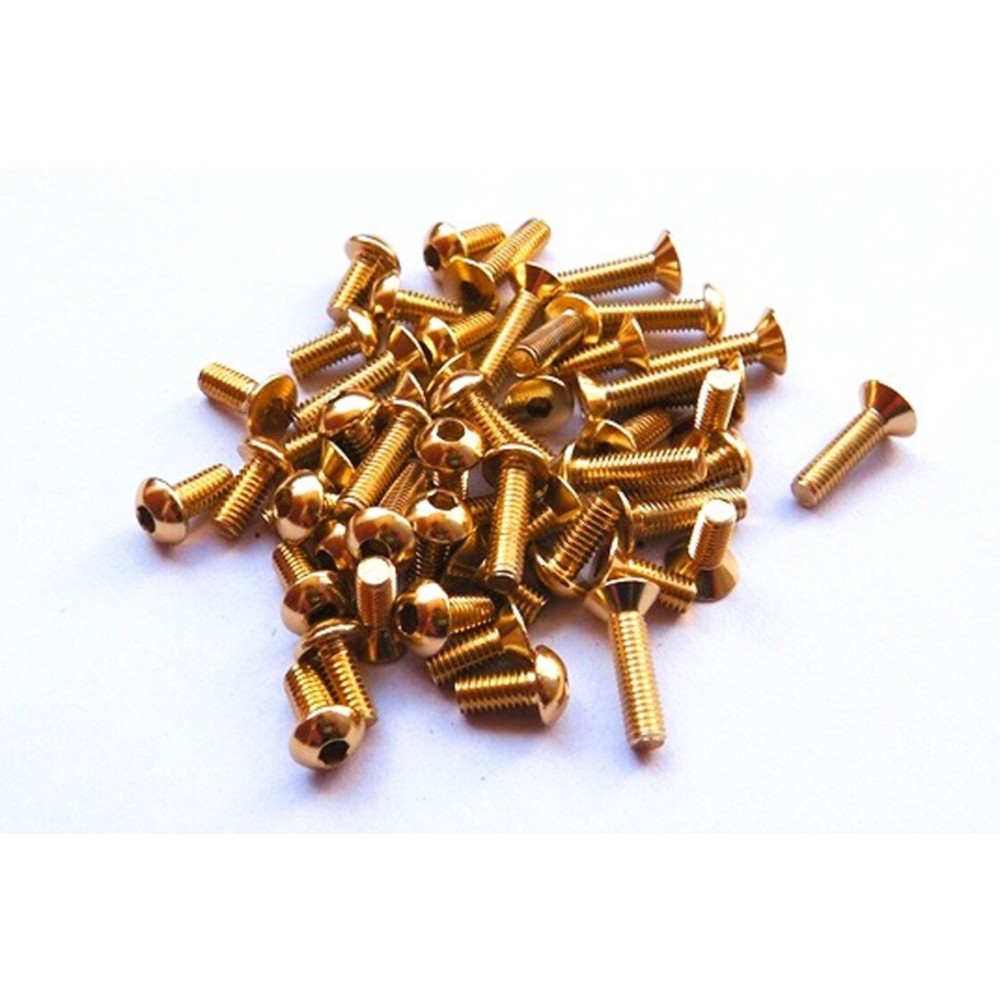 Hiro Seiko Alloy Hex Socket Button Head Screw M3x6 [Gold] (5pcs) HS-48039