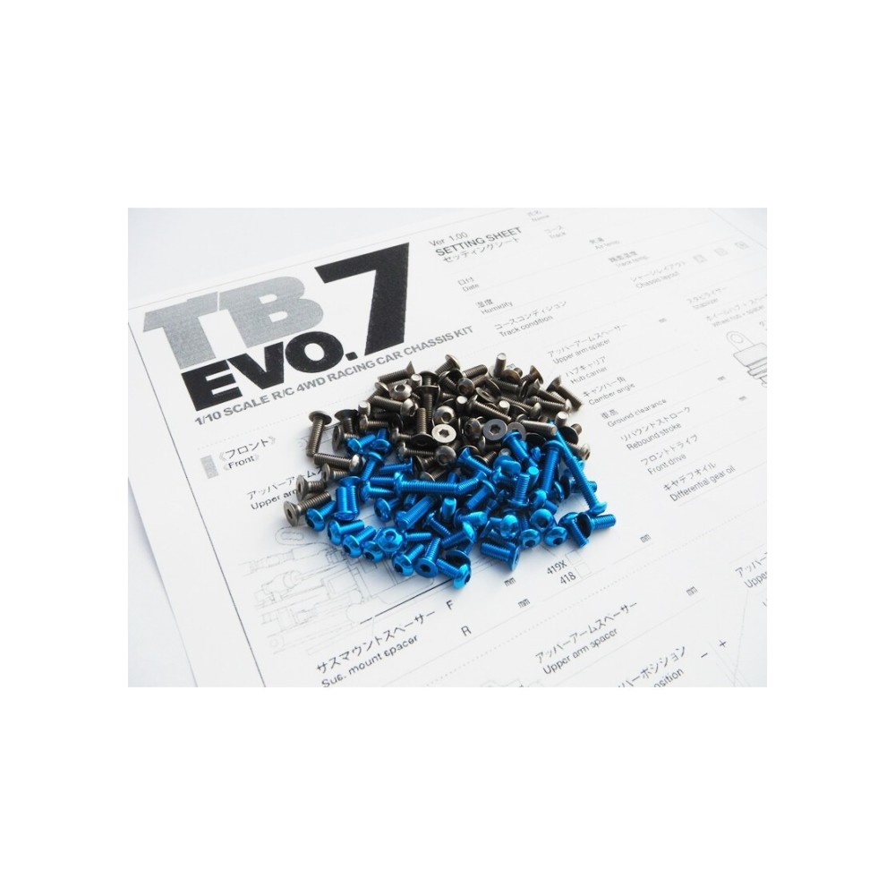 Hiro Seiko TB EVO.7 Titan/Alloy Hex Socket Screw Set [T-Blue] (109pcs) HS-48213