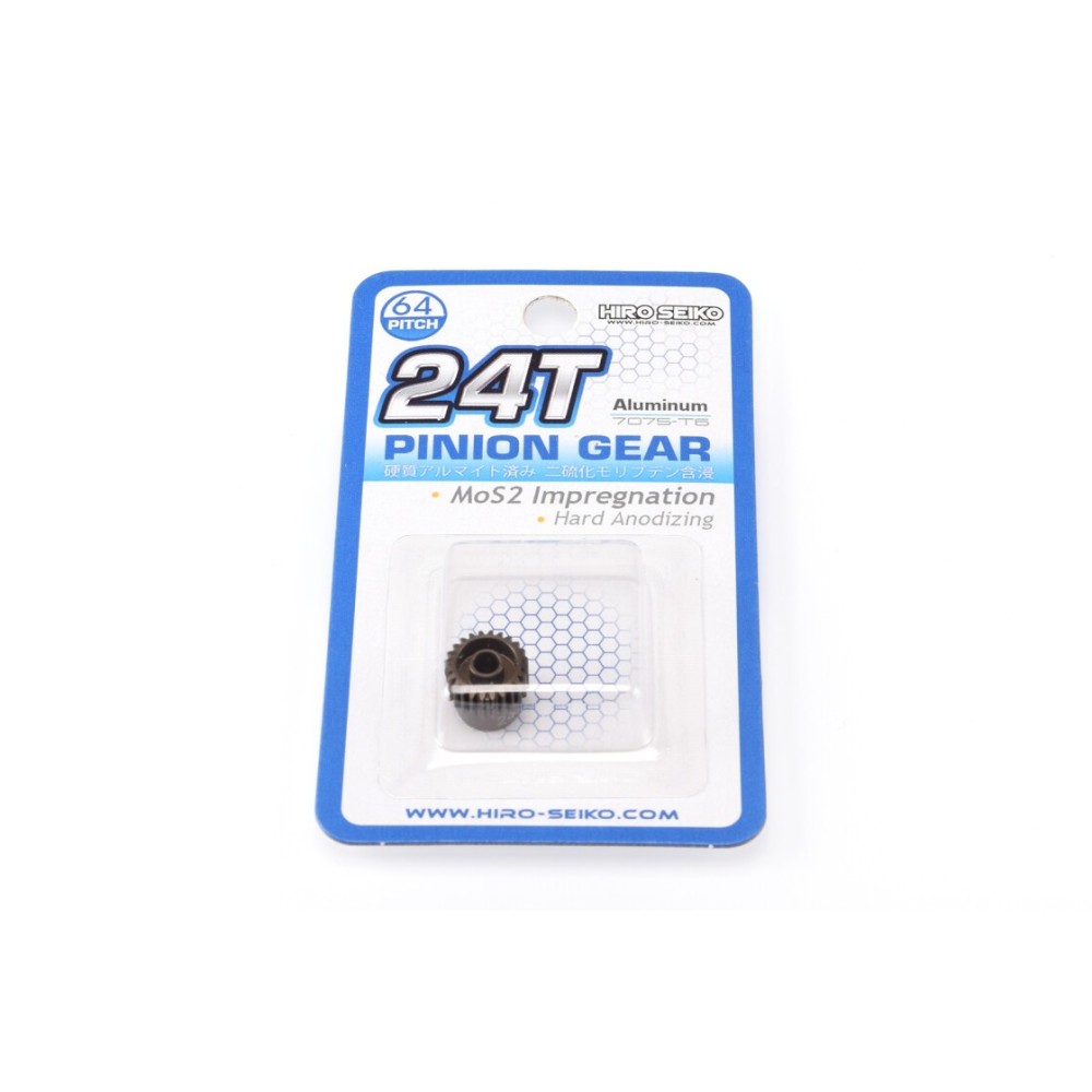 Hiro Seiko Hard Coated Alum. Pinion Gear (MoS2) DP64-24T HS-48268 Hiro Seiko Hard Coated Alum. Pinion Gear (MoS2) DP64-24T HS-48268