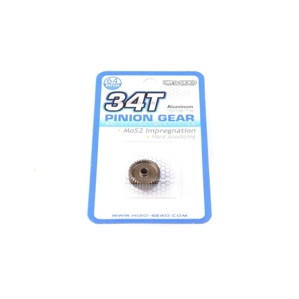 Hiro Seiko Hard Coated Alum. Pinion Gear (MoS2) DP64-34T HS-48278