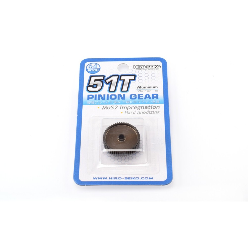 Hiro Seiko Hard Coated Alum. Pinion Gear (MoS2) DP64-51T HS-48295